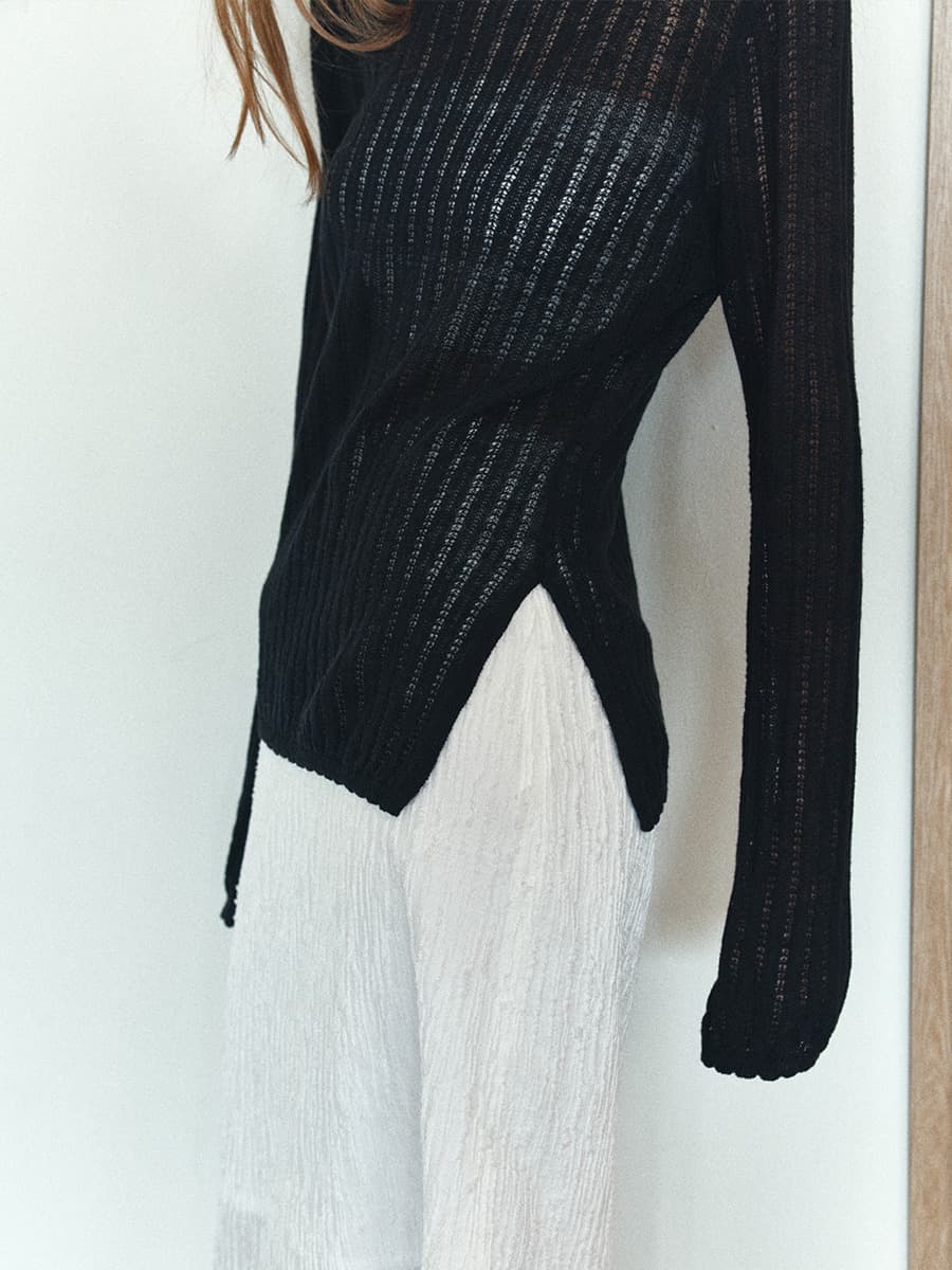 TIS CROCHET BOATNECK KNIT_BLACK — vue 5