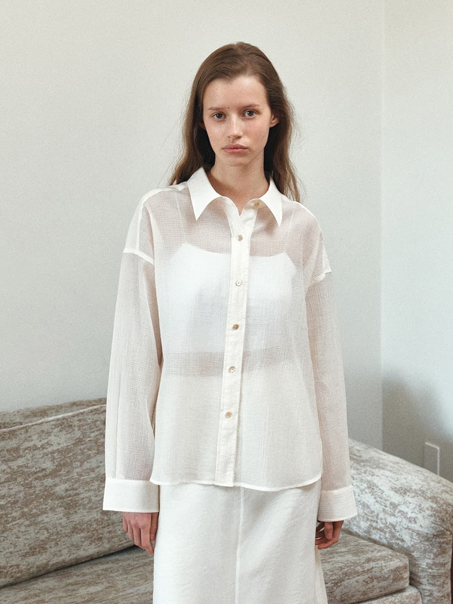 TIS SHEER WRINKLE SHIRT_CREAM — vue 3