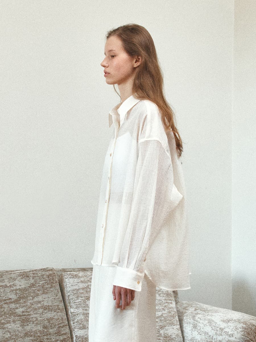 TIS SHEER WRINKLE SHIRT_CREAM — vue 5