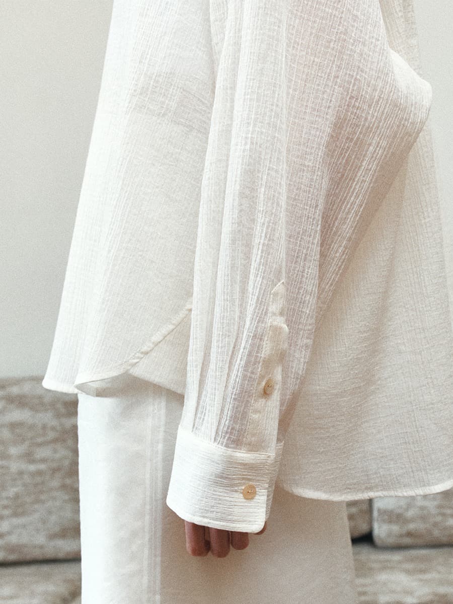 TIS SHEER WRINKLE SHIRT_CREAM — vue 6