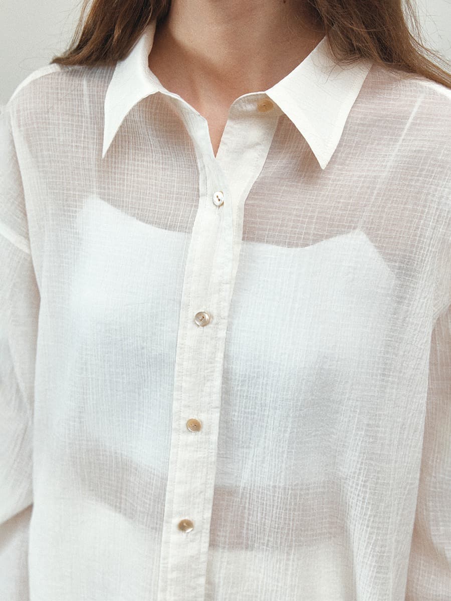 TIS SHEER WRINKLE SHIRT_CREAM — vue 7