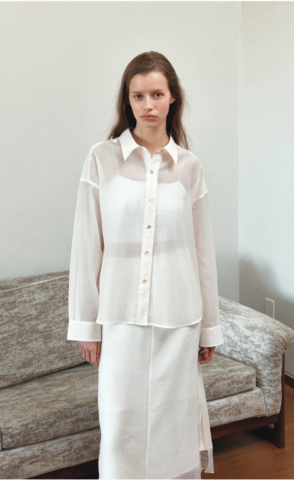 TIS SHEER WRINKLE SHIRT_CREAM — vue 10