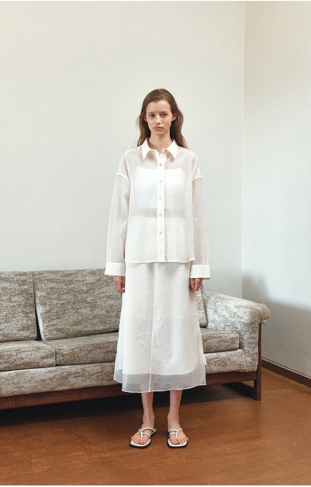TIS SHEER WRINKLE SHIRT_CREAM — vue 11