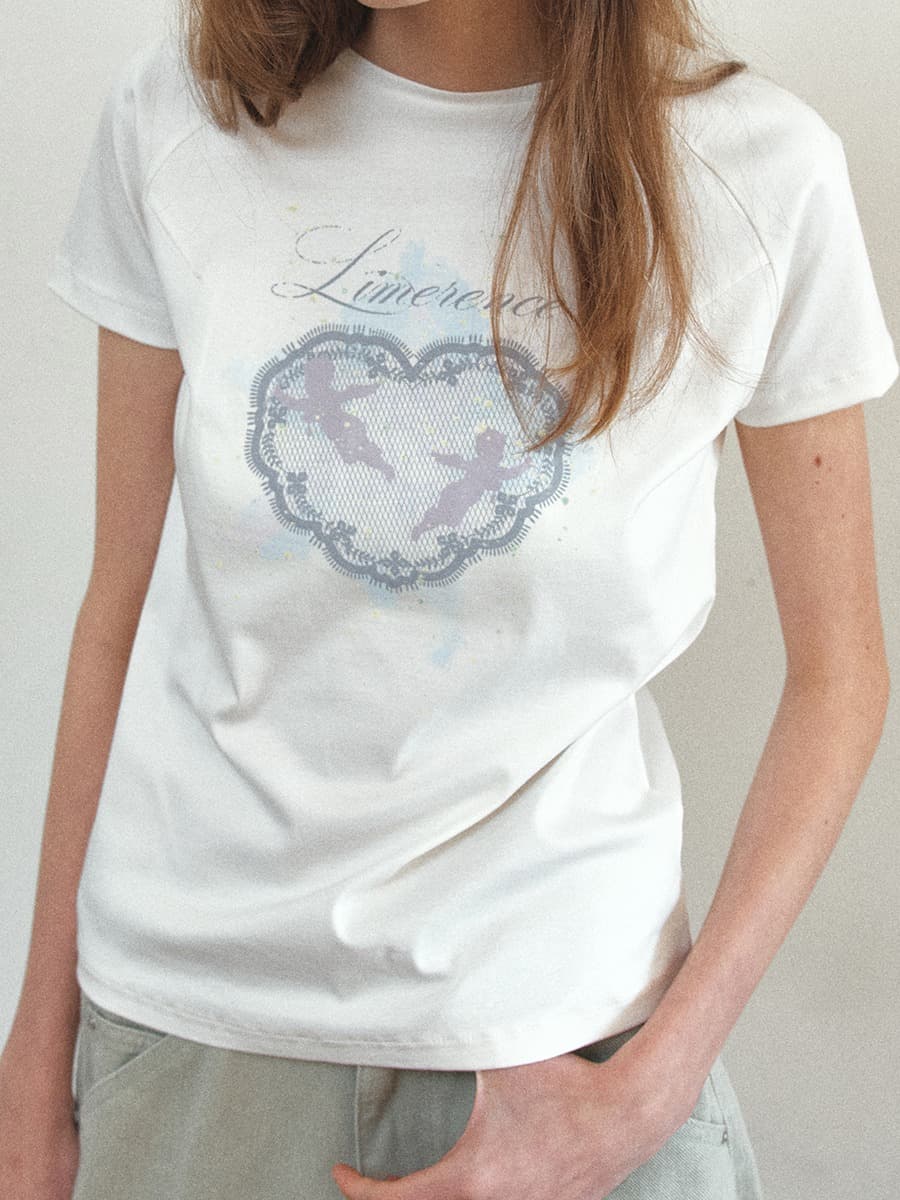 TIR HEART LACE ANGEL GRAPHIC ART TOP_WHITE — vue 8