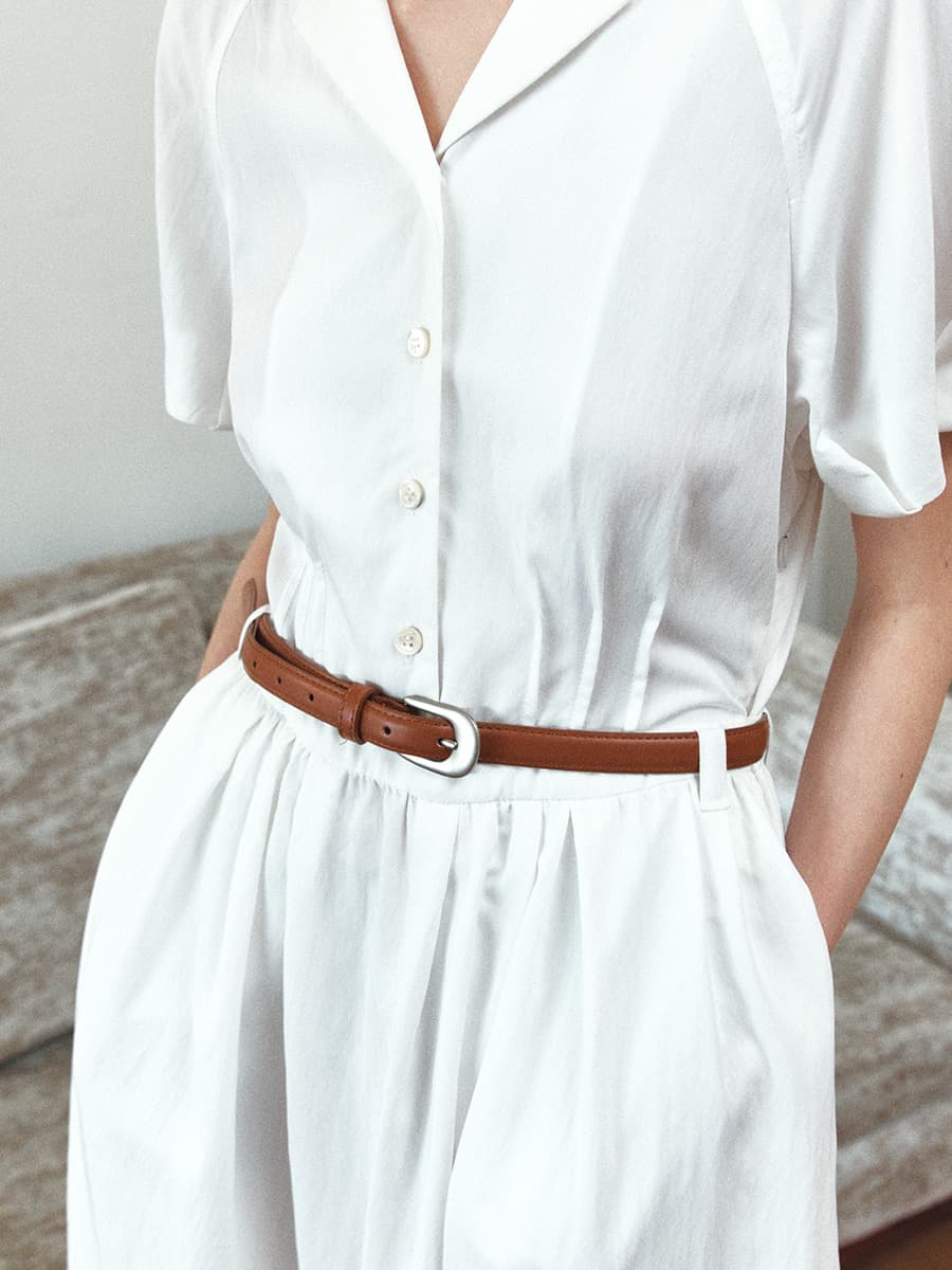 TIR COLLAR VOLUME BELT DRESS_WHITE — vue 5