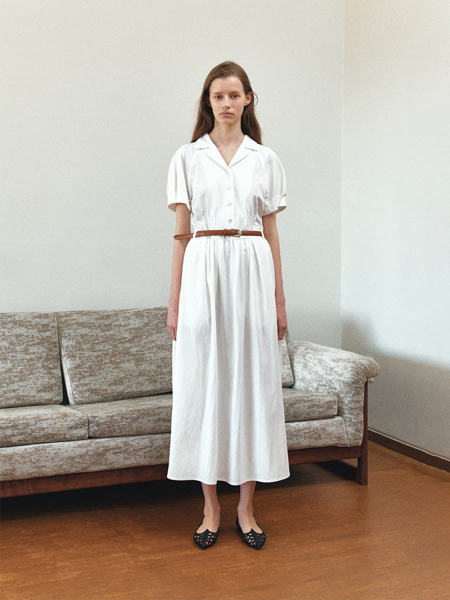 TIR COLLAR VOLUME BELT DRESS_WHITE — vue 6