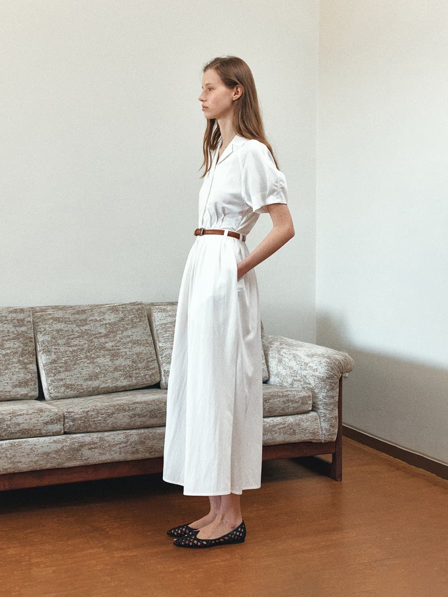 TIR COLLAR VOLUME BELT DRESS_WHITE — vue 7