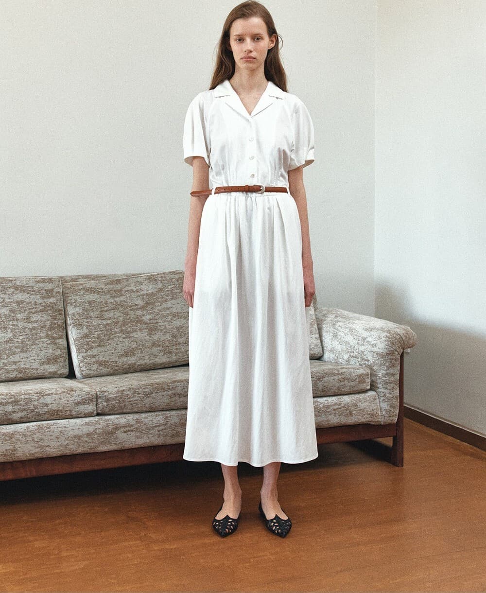 TIR COLLAR VOLUME BELT DRESS_WHITE — vue 8