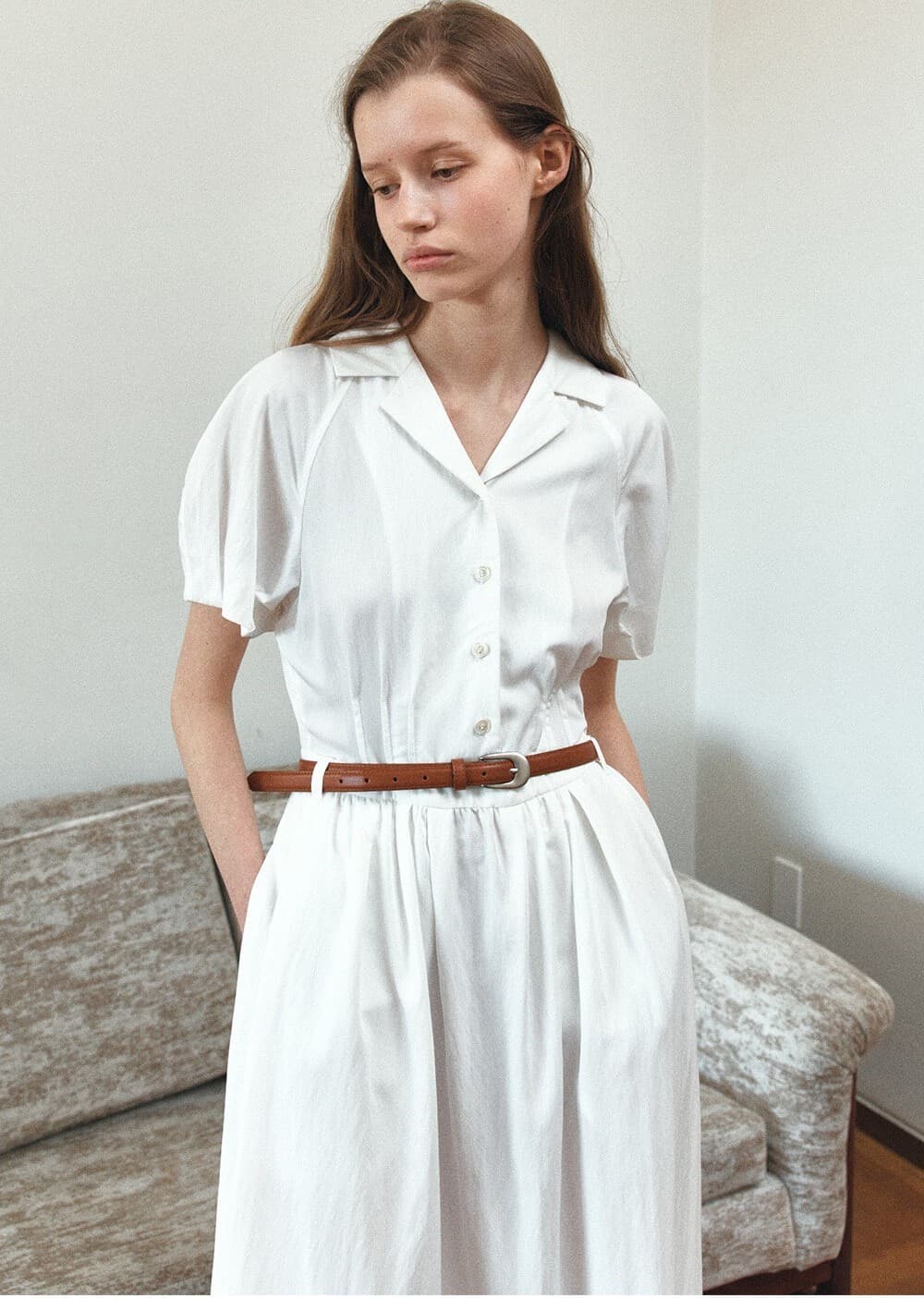 TIR COLLAR VOLUME BELT DRESS_WHITE — vue 11