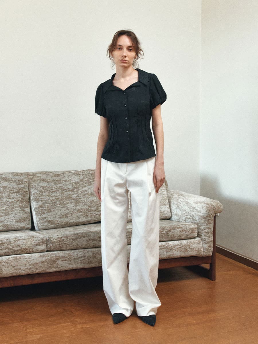 TIS JACQUARD PUFF BLOUSE_BLACK — vue 6
