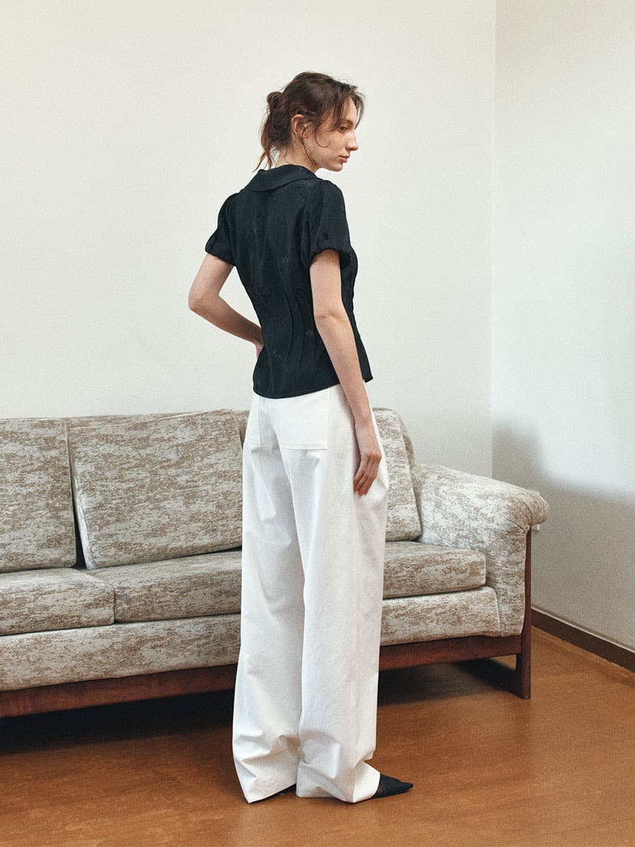 TIS JACQUARD PUFF BLOUSE_BLACK — vue 7