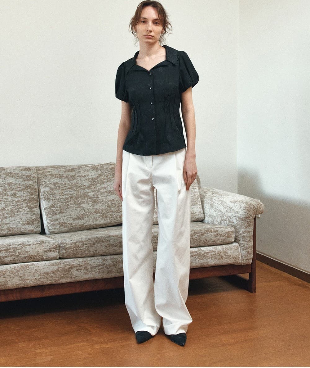 TIS JACQUARD PUFF BLOUSE_BLACK — vue 9