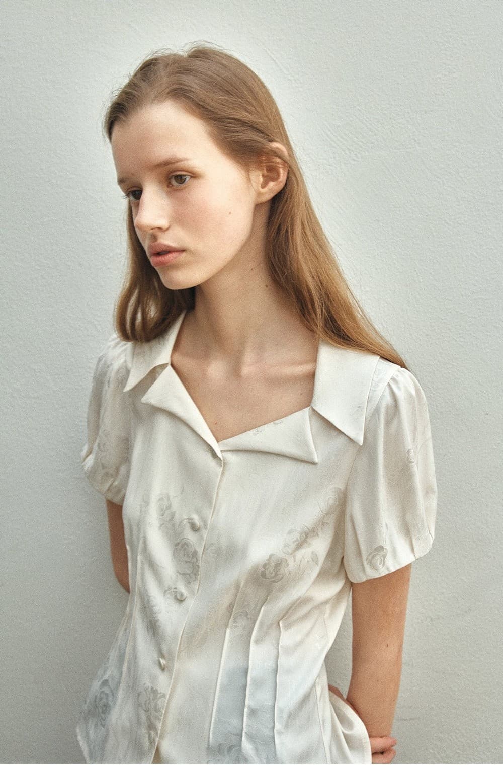 TIS JACQUARD PUFF BLOUSE_IVORY — vue 10