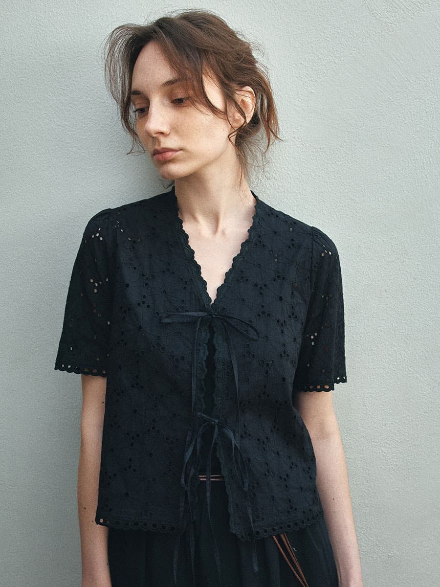 TIR EMBROIDERY LACE BLOUSE_BLACK — vue 2