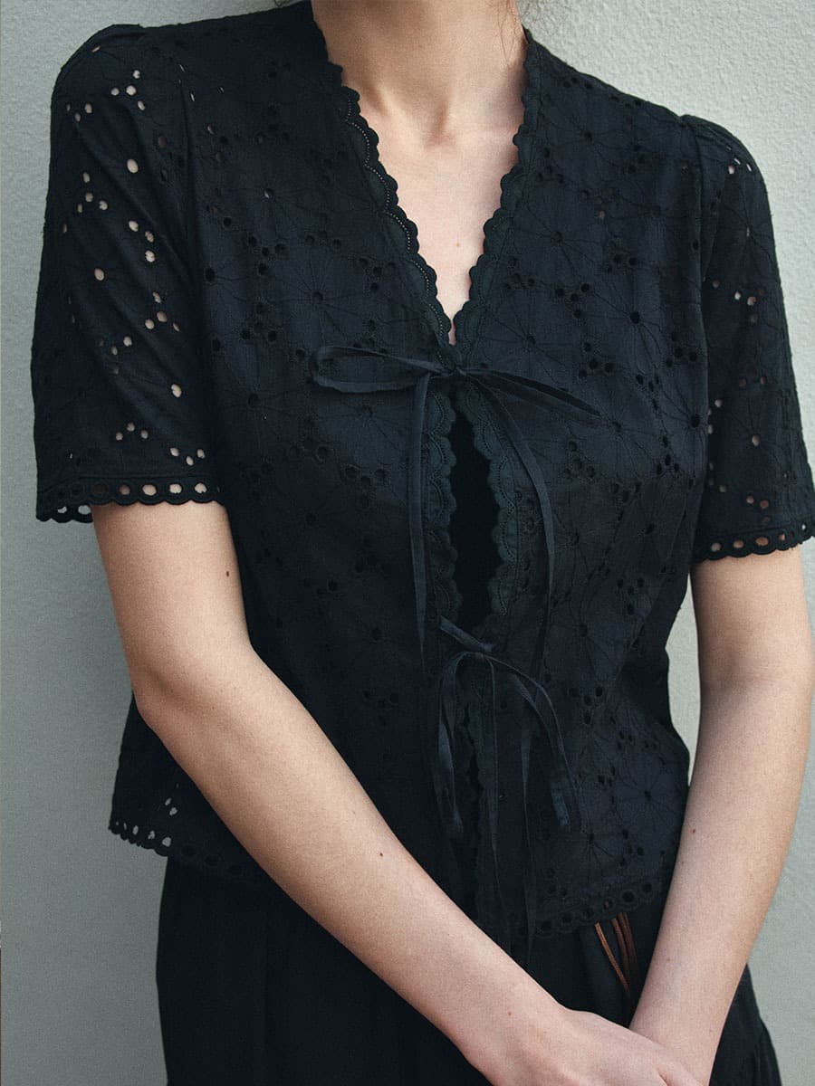 TIR EMBROIDERY LACE BLOUSE_BLACK — vue 6