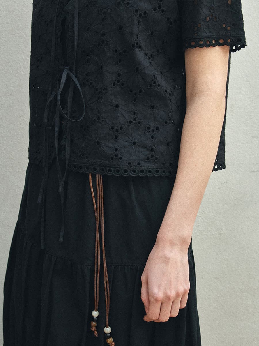 TIR EMBROIDERY LACE BLOUSE_BLACK — vue 8