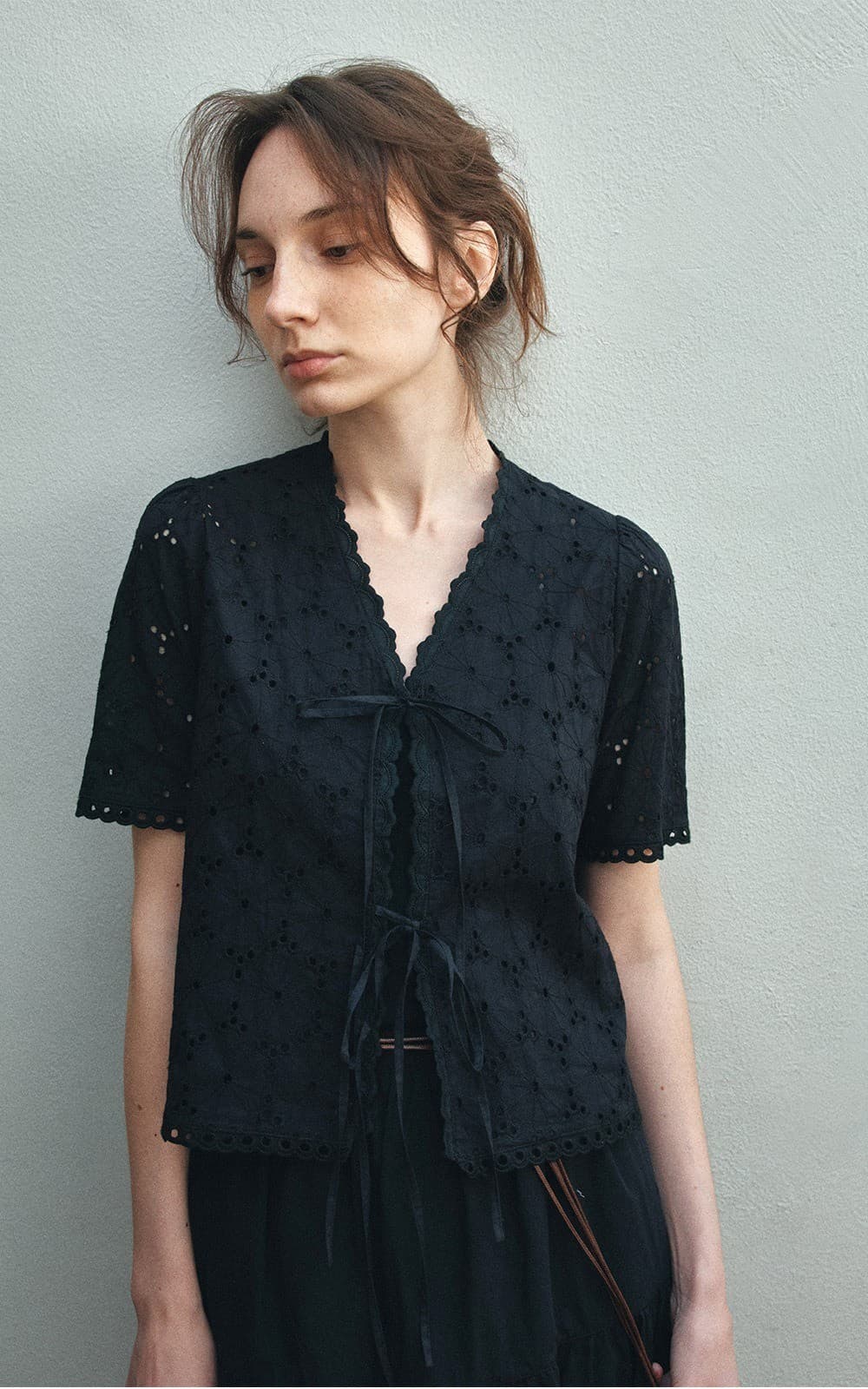 TIR EMBROIDERY LACE BLOUSE_BLACK — vue 9