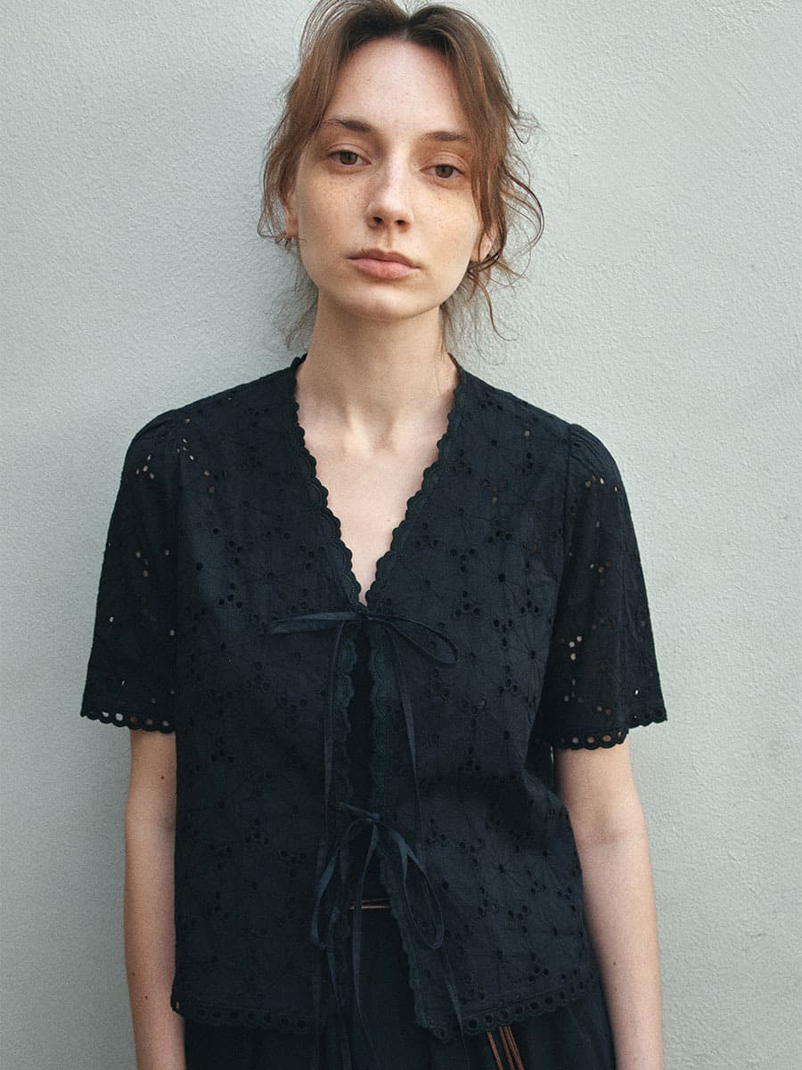 TIR EMBROIDERY LACE BLOUSE_BLACK — vue 1