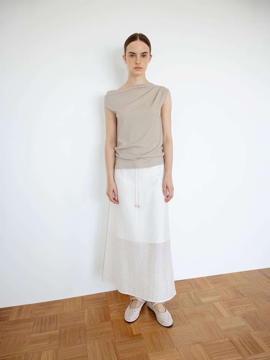 TIR DITSY FLORAL SEMI A-LINE SKIRT_WHITE — vue 2