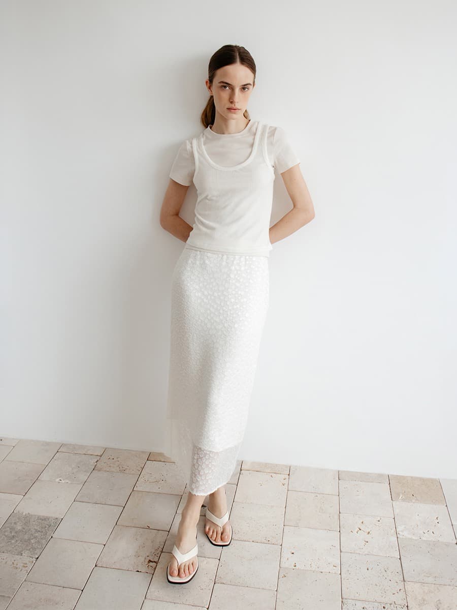 TIR ROMANTIC SHEER FLORAL SKIRT_CREAM — vue 4