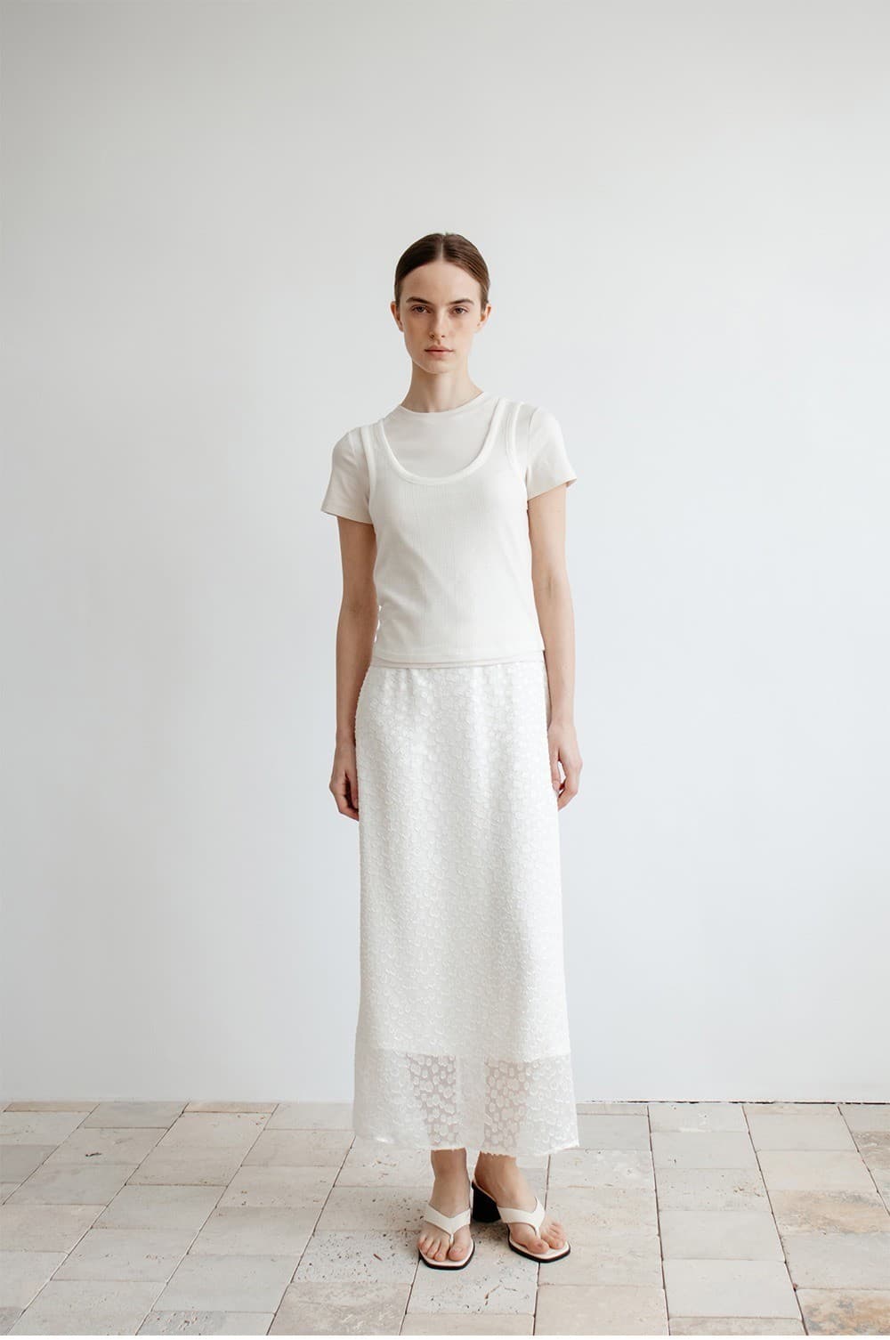 TIR ROMANTIC SHEER FLORAL SKIRT_CREAM — vue 9