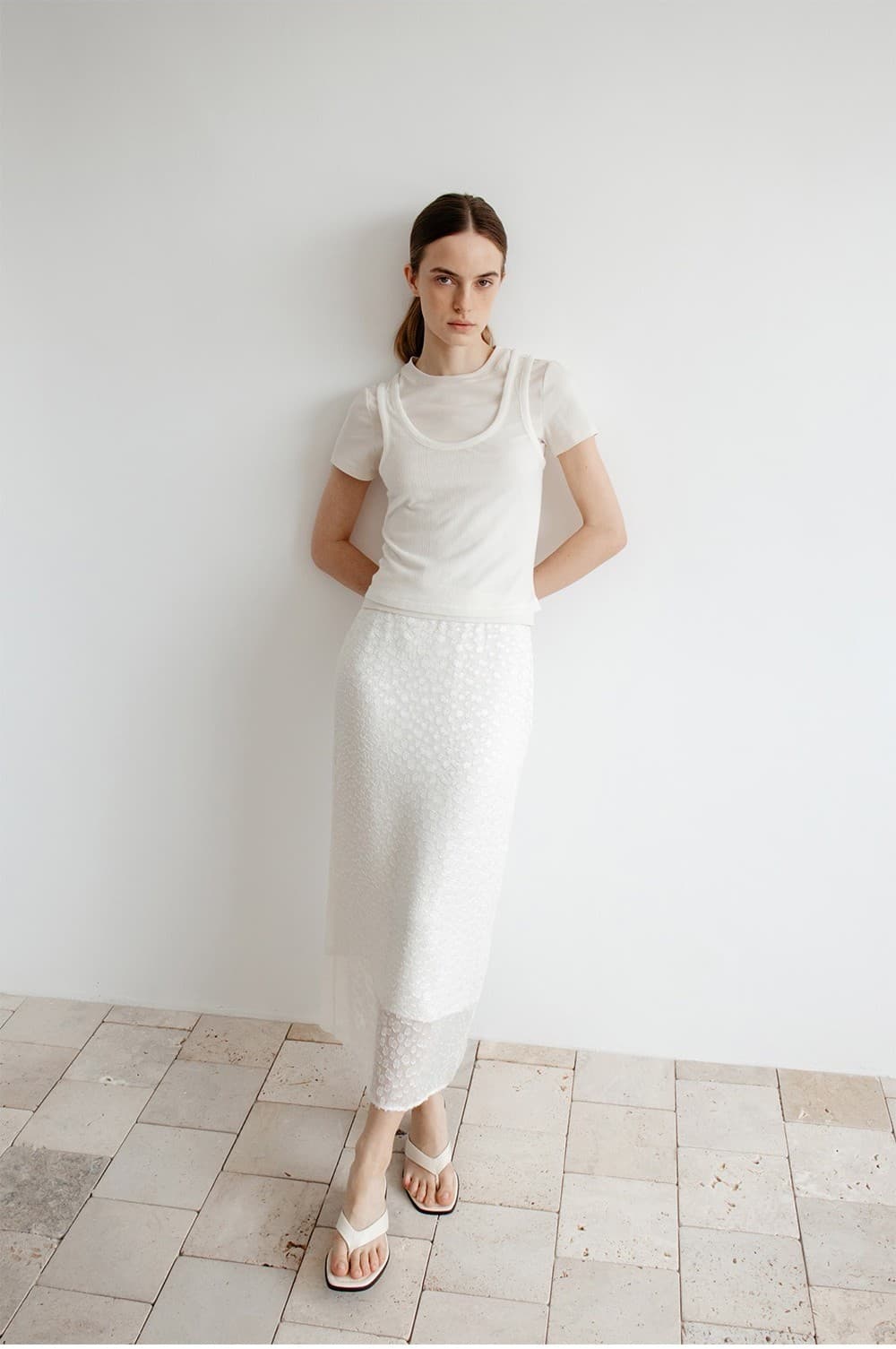 TIR ROMANTIC SHEER FLORAL SKIRT_CREAM — vue 11