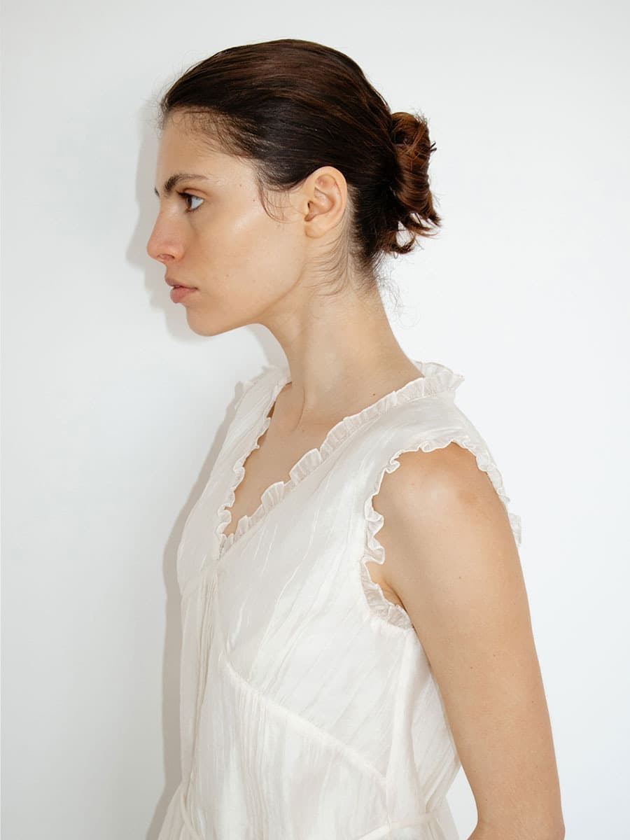 TIR SHEER FRILL BLOUSE_CREAM — vue 2