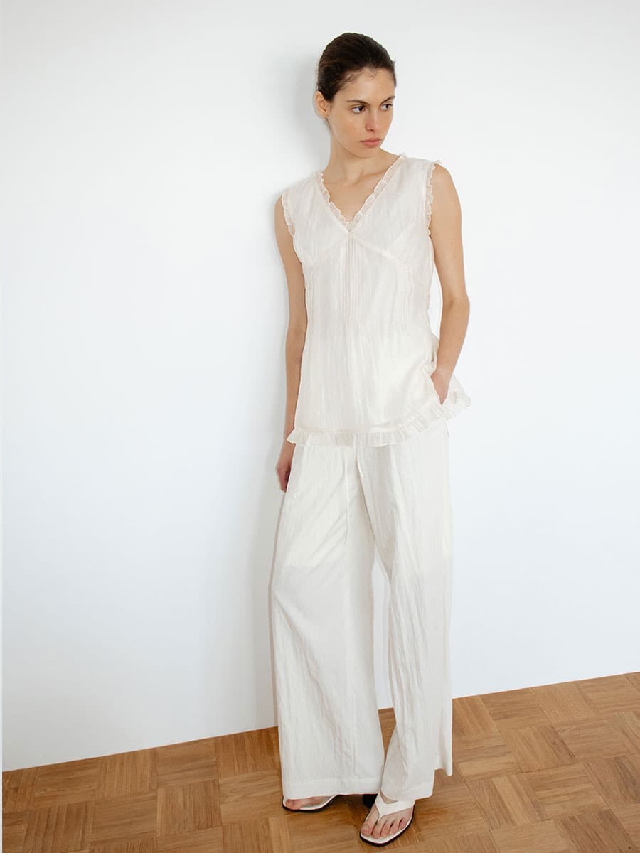 TIR SHEER FRILL BLOUSE_CREAM — vue 5