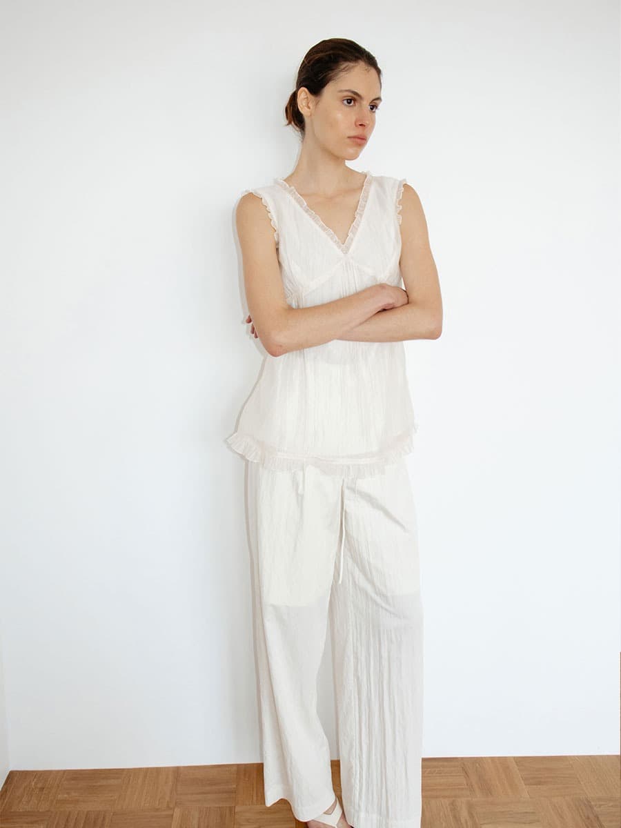 TIR SHEER FRILL BLOUSE_CREAM — vue 6