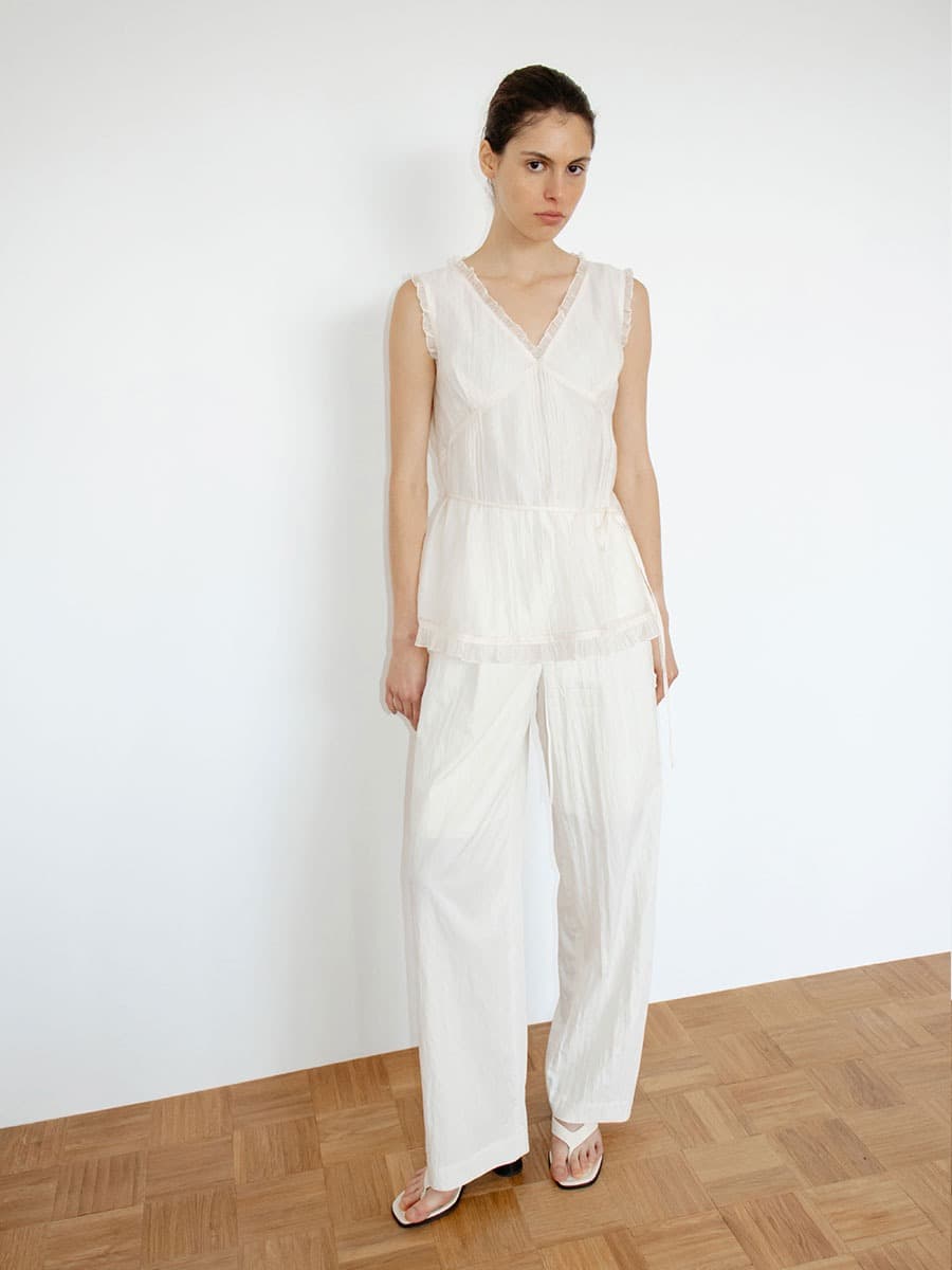 TIR SHEER FRILL BLOUSE_CREAM — vue 7