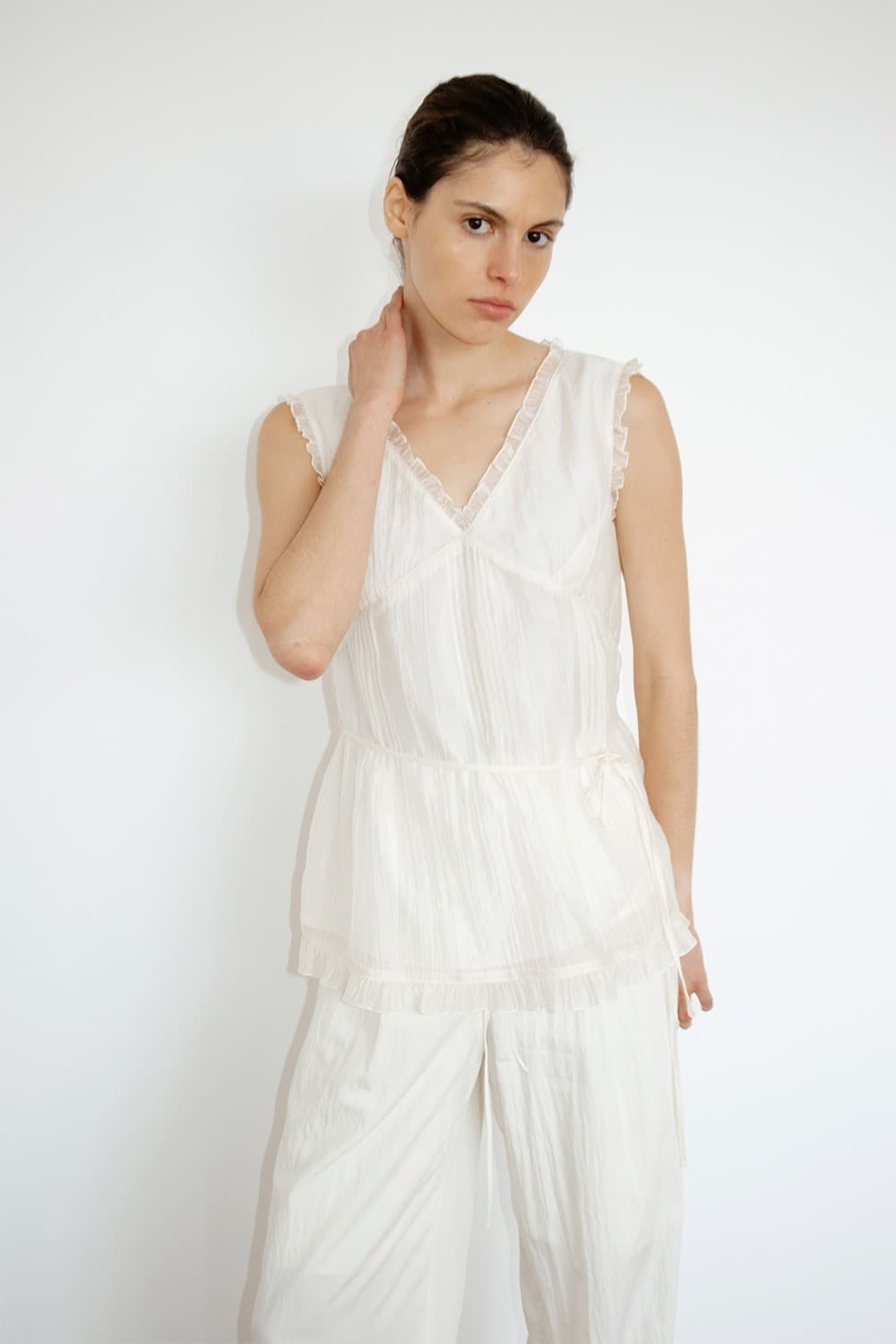 TIR SHEER FRILL BLOUSE_CREAM — vue 9