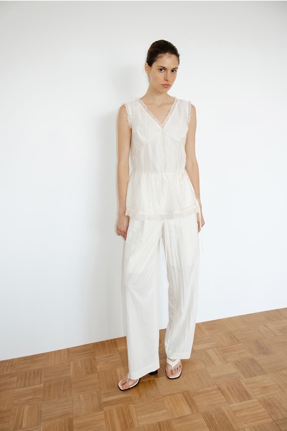 TIR SHEER FRILL BLOUSE_CREAM — vue 11