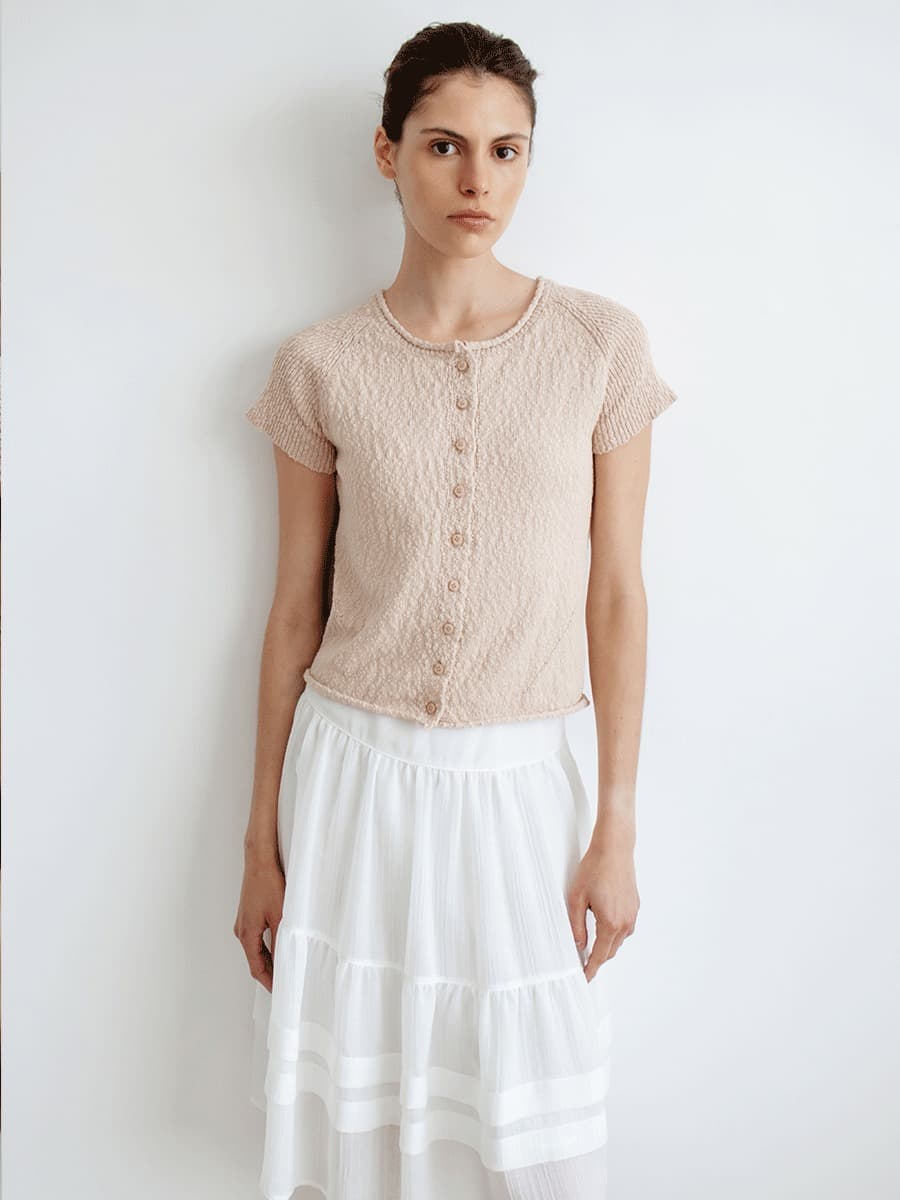 TIR SLUB SHORT SLEEVE KNIT CARDIGAN_SMOKE PINK — vue 4