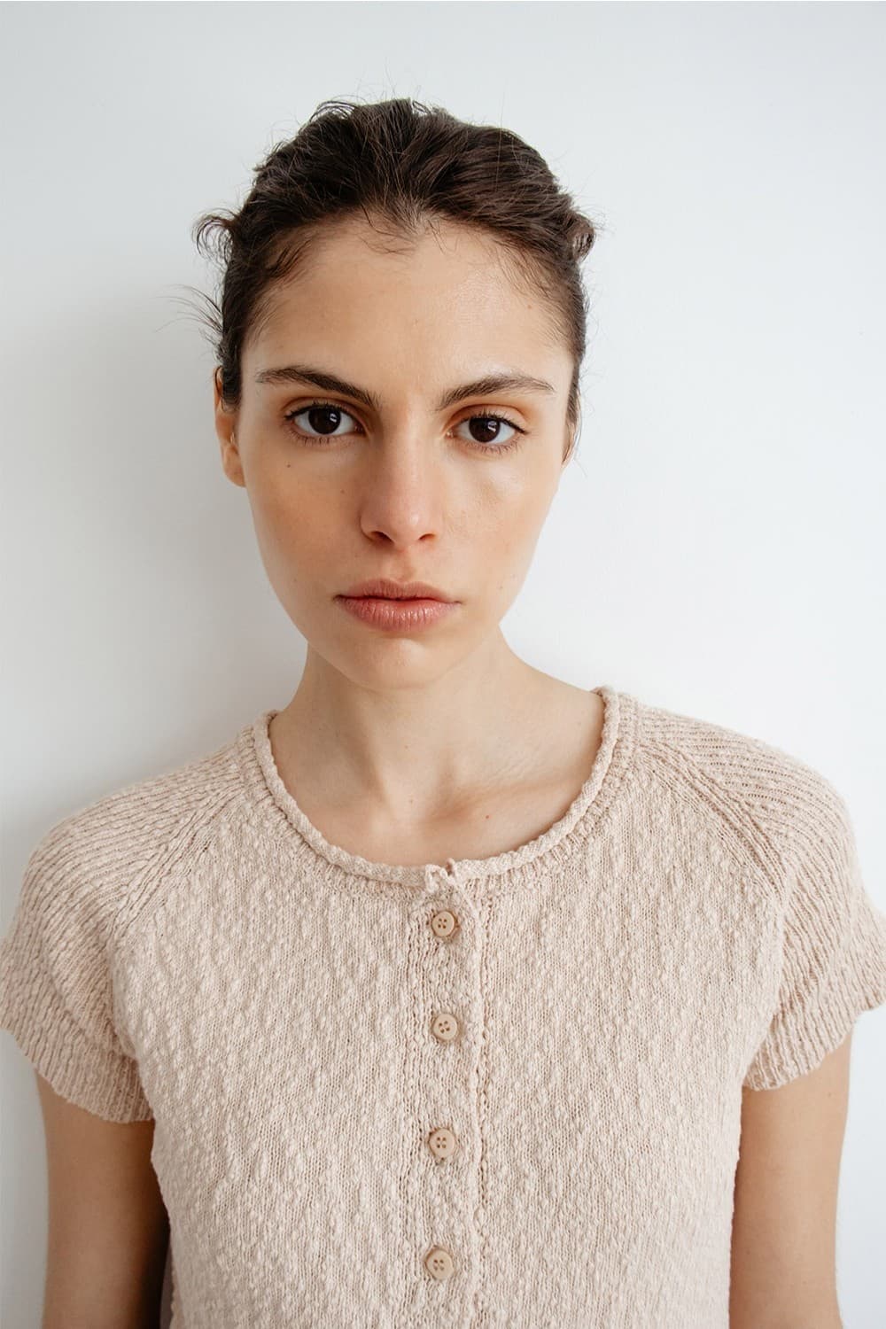 TIR SLUB SHORT SLEEVE KNIT CARDIGAN_SMOKE PINK — vue 10