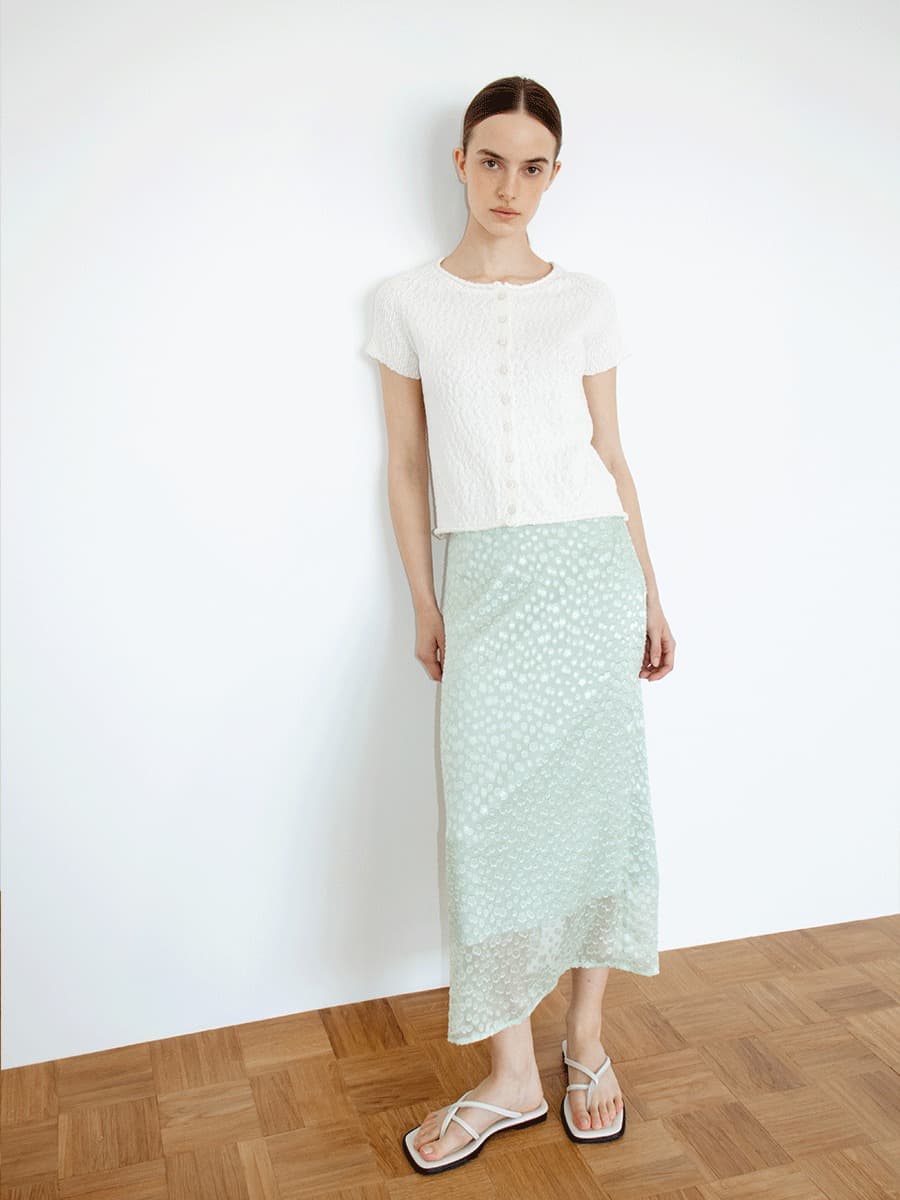 TIR SLUB SHORT SLEEVE KNIT CARDIGAN_WHITE — vue 2