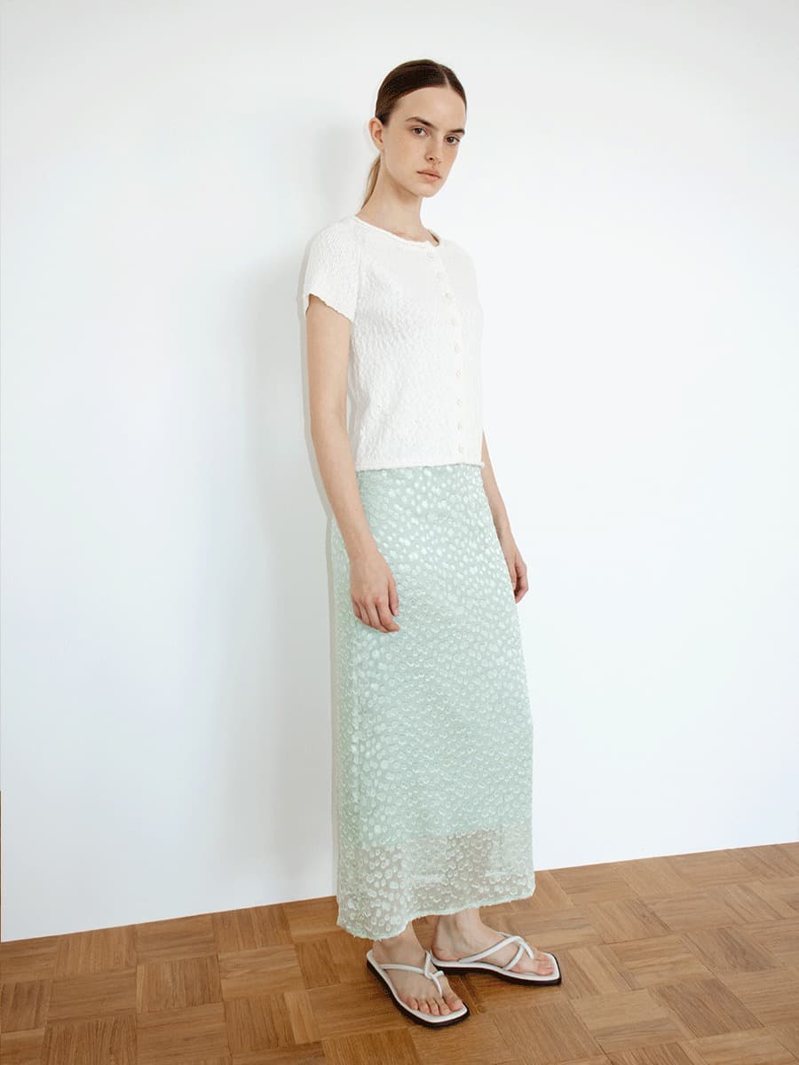 TIR SLUB SHORT SLEEVE KNIT CARDIGAN_WHITE — vue 3