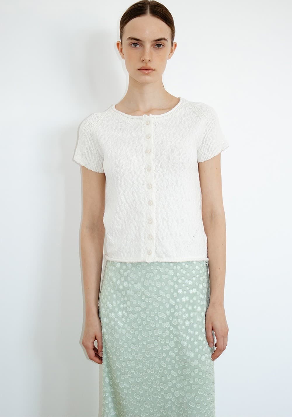 TIR SLUB SHORT SLEEVE KNIT CARDIGAN_WHITE — vue 9