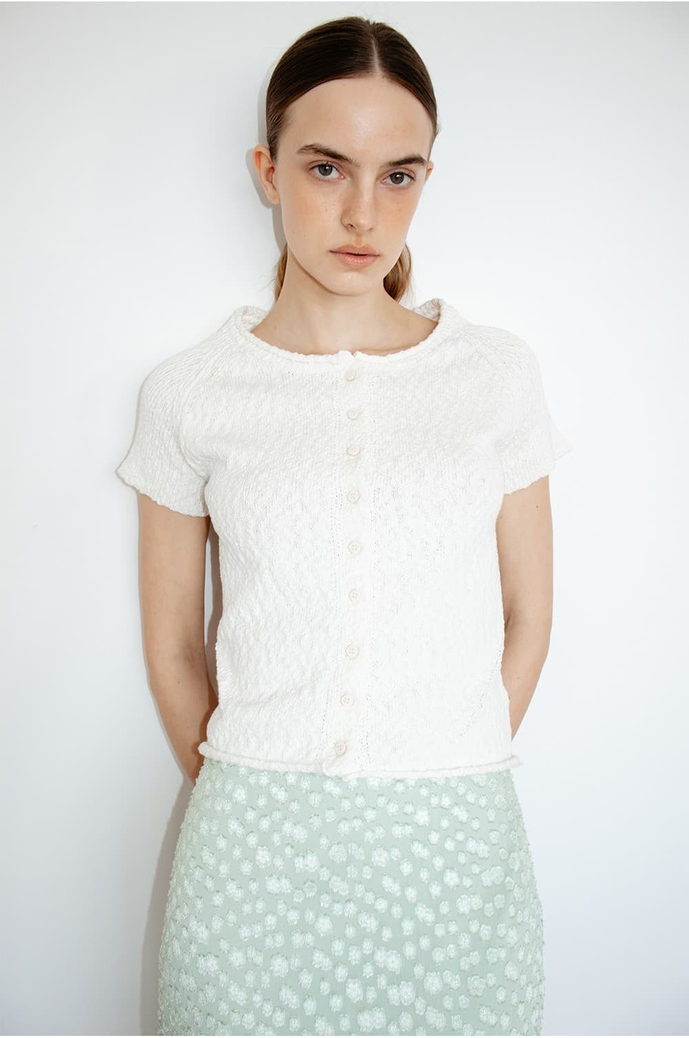 TIR SLUB SHORT SLEEVE KNIT CARDIGAN_WHITE — vue 10