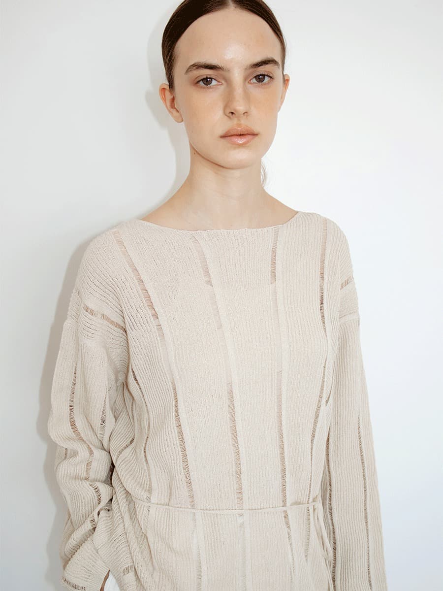 TIR LOOSE FIT PAPER BOAT NECK KNIT_NATURAL — vue 2