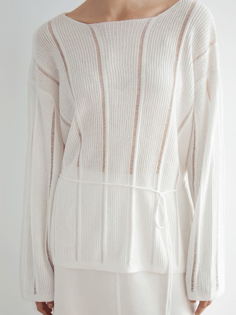 TIR LOOSE FIT PAPER BOAT NECK KNIT_WHITE — vue 8