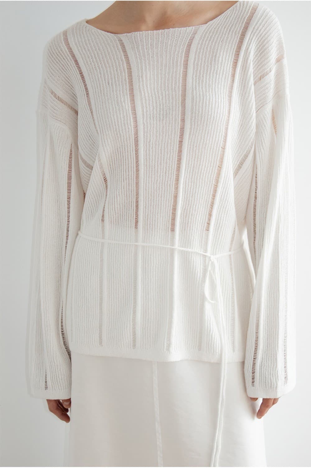 TIR LOOSE FIT PAPER BOAT NECK KNIT_WHITE — vue 11