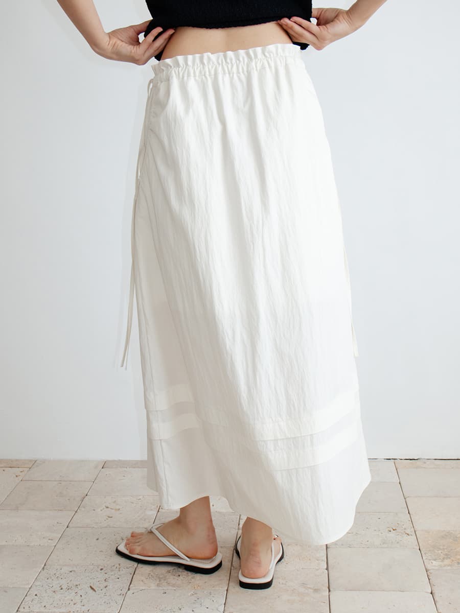 TIR TIERED TUCK FLARE SKIRT_IVORY — vue 7