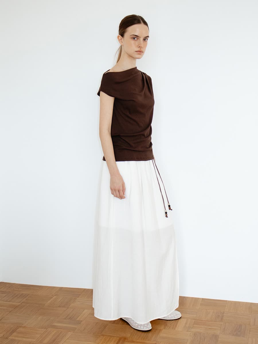 TIR CRINKLE SHEER LONG SKIRT_WHITE — vue 2