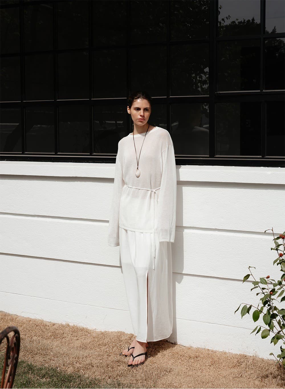 TIR CRINKLE SHEER LONG SKIRT_WHITE — vue 8