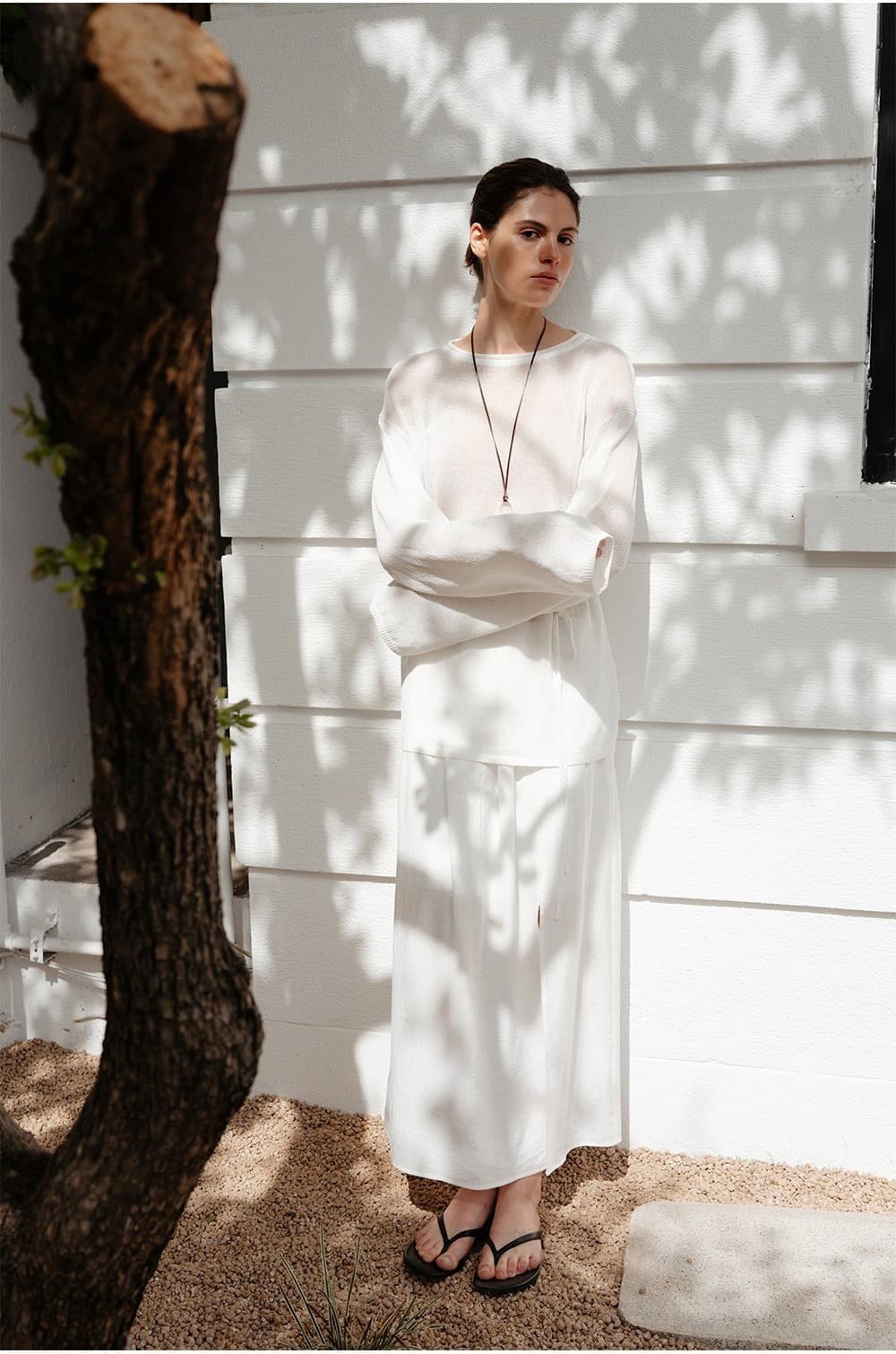 TIR CRINKLE SHEER LONG SKIRT_WHITE — vue 9