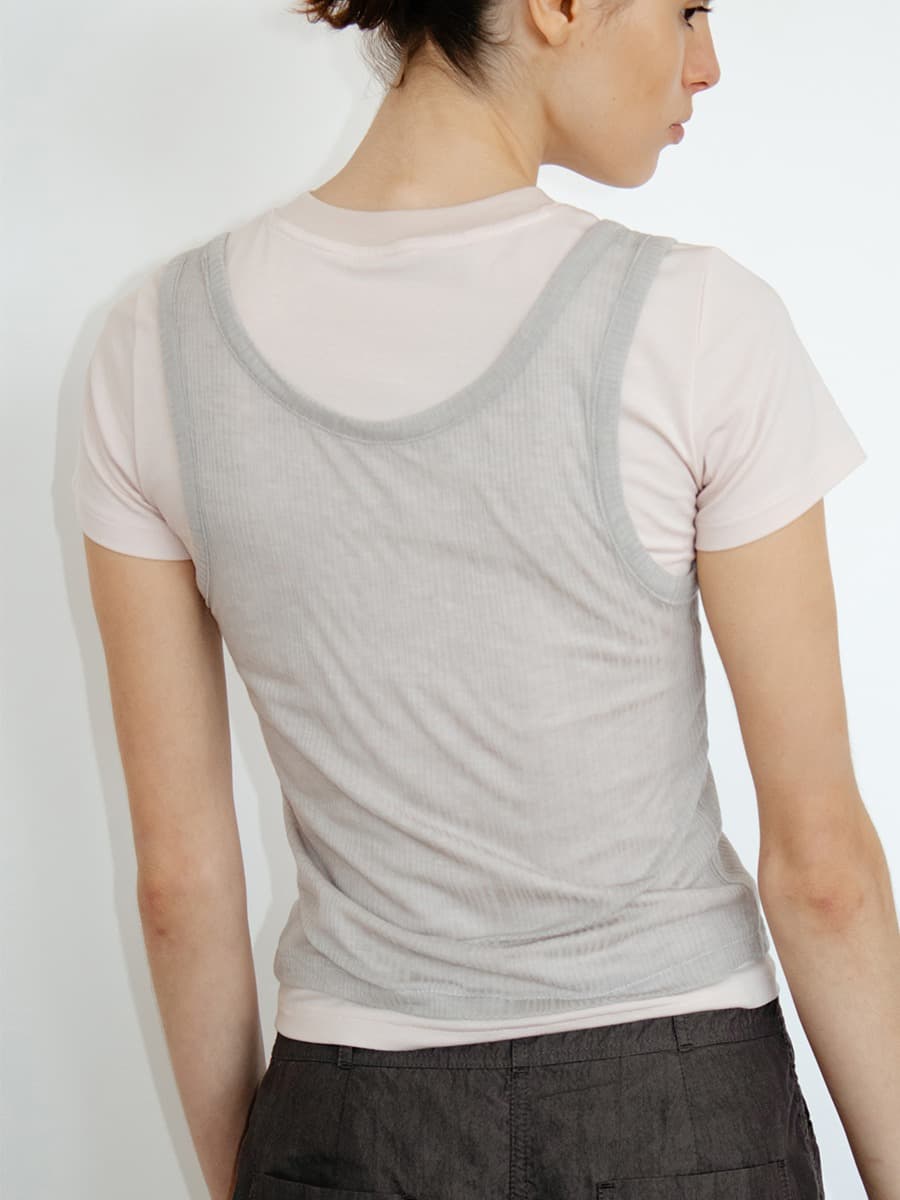 TIR SLEEVELESS LAYERED TOP_PINK&GREY — vue 2