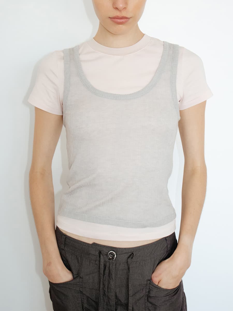 TIR SLEEVELESS LAYERED TOP_PINK&GREY — vue 5