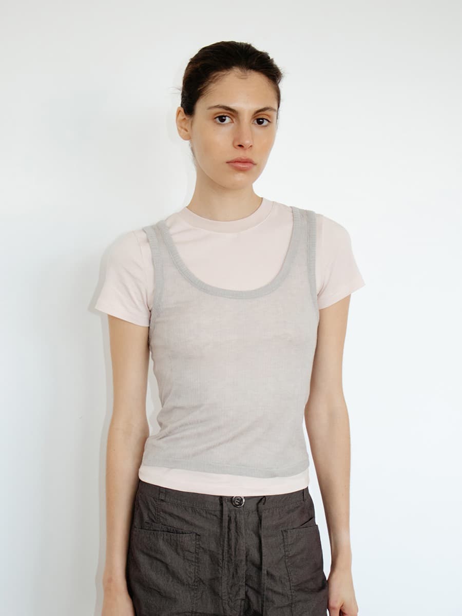 TIR SLEEVELESS LAYERED TOP_PINK&GREY — vue 8