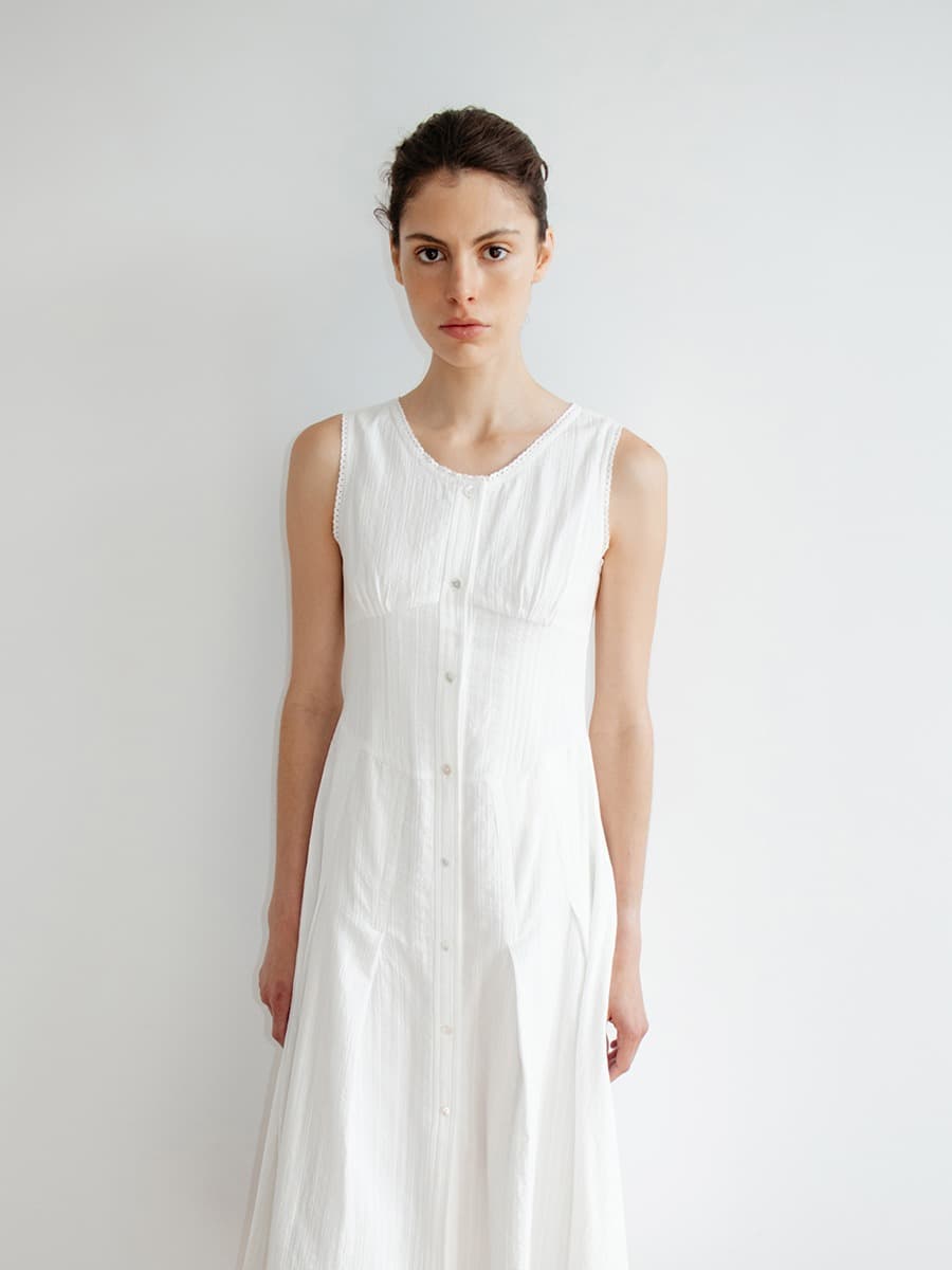 TIR CROCHET STRIPE SLEEVELESS DRESS_WHITE — vue 6