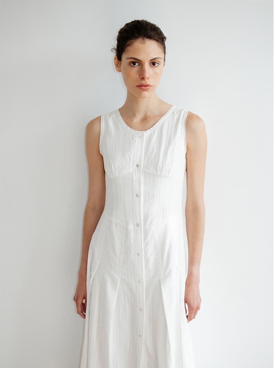 TIR CROCHET STRIPE SLEEVELESS DRESS_WHITE — vue 7